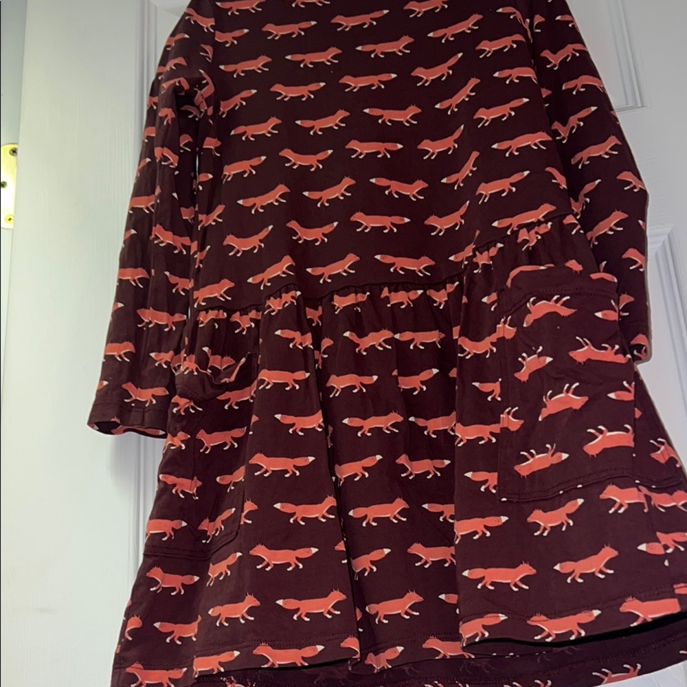 Tea Collection Fox Print pocket dress size 6